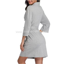 Solid Color Knitted Casual Robe Set